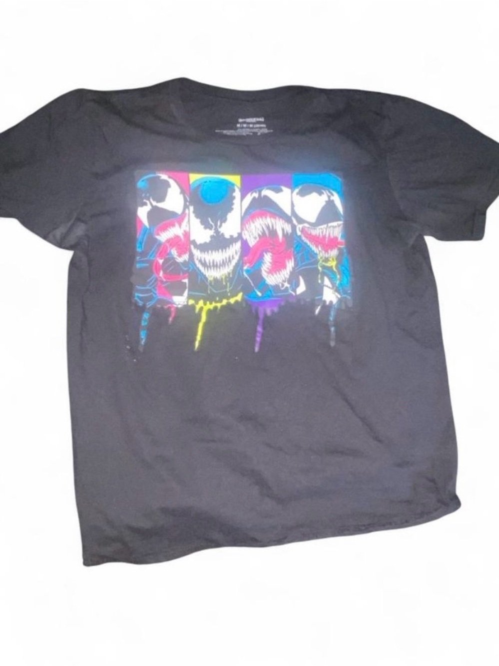 Marvel Black Venom Pop-Art Graphic Tee with Neon Accents